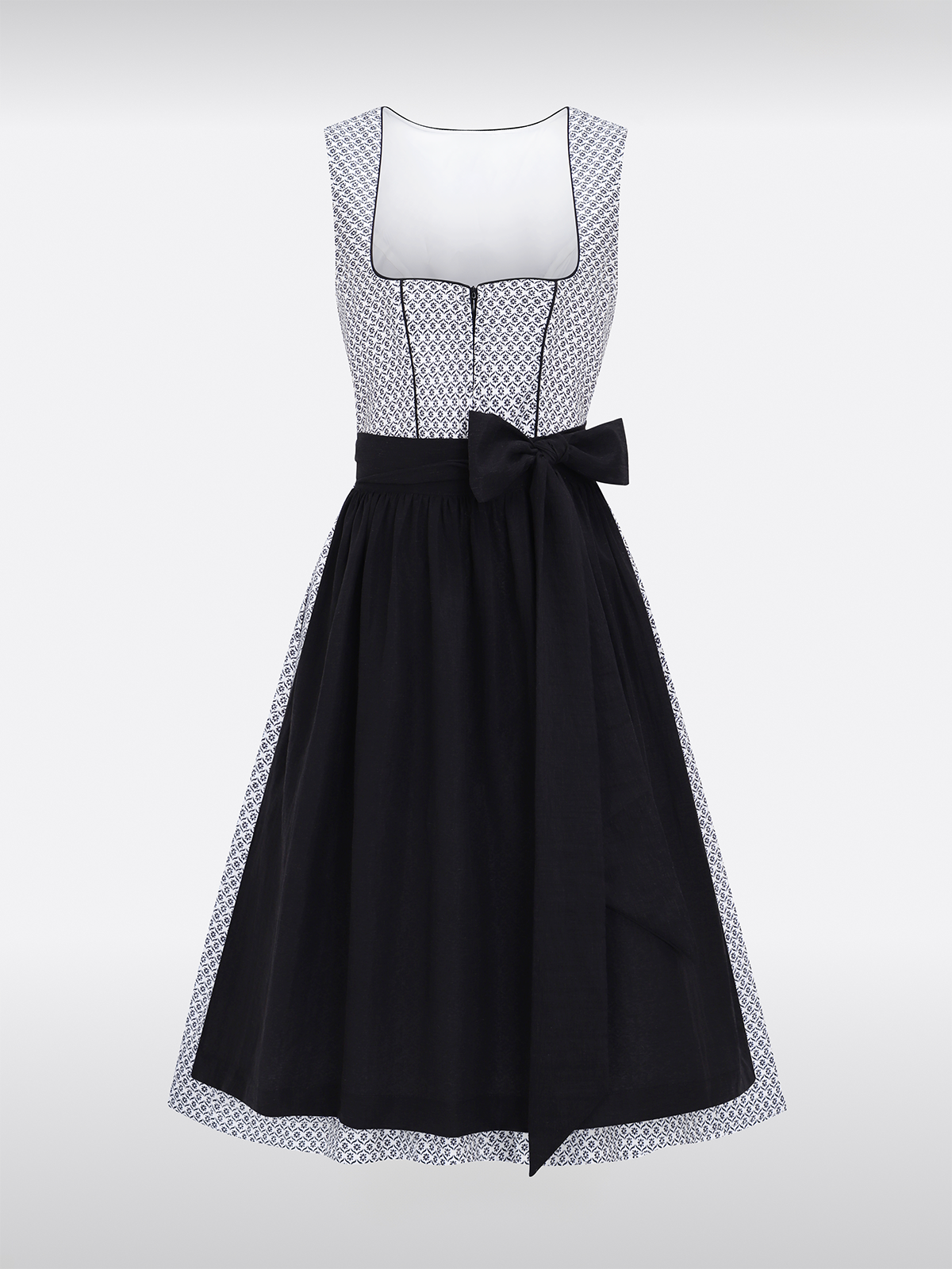 Sort lige sektion geometrisk mønster dirndl gerda